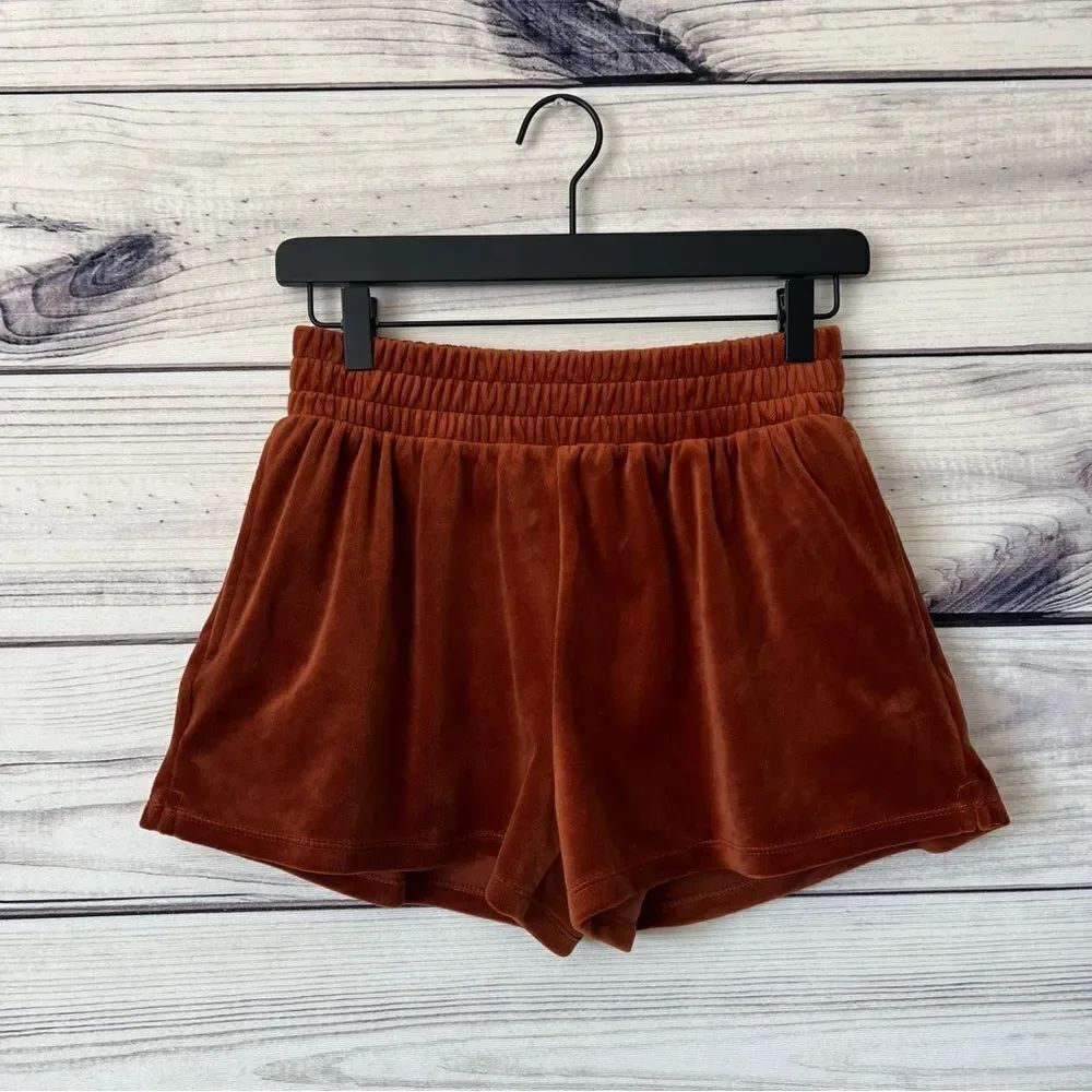 Forever 21 Velour Burnt Orange Soft Comfy High Waist Shorts